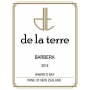 De La Terre Winery Barbera 2014 Front Label