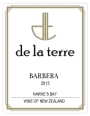 De La Terre Winery Barbera 2013 Front Label