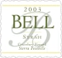 Bell Wine Cellars Canterbury Vineyard Syrah 2003 Front Label