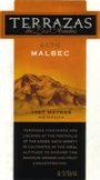 Terrazas de los Andes Alto Malbec 1999 Front Label