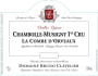Domaine Bruno Clavelier Chambolle-Musigny La Combe d'Orveaux Vieilles Vignes Premier Cru 2010 Front Label