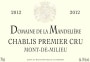 Domaine de la Mandeliere Chablis Mont de Milieu Premier Cru 2012 Front Label
