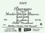 Domaine Didier Montchovet Bourgogne Hautes Cotes de Beaune Rouge 2002 Front Label