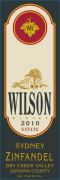 Wilson Winery Sydney Zinfandel 2010 Front Label