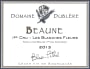 Domaine Dublere Beaune Les Blanches Fleurs Premier Cru 2013 Front Label