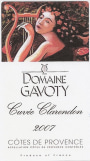 Domaine Gavoty Cotes de Provence Cuvee Clarendon Rouge 2007 Front Label