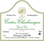 Domaine Jacob Corton-Charlemagne Grand Cru 2013 Front Label