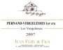 Domaine Jean Fery & Fils Pernand-Vergelesses  Les Vergelesses Premier Cru 2007 Front Label