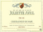Domaine Juliette Avril Chateauneuf-du-Pape 2010 Front Label