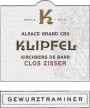 Domaine Klipfel Alsace Clos Zisser Kirchberg de Barr Grand Cru Gewurztraminer 2009 Front Label