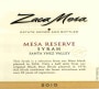 Zaca Mesa Mesa Reserve Syrah 2010 Front Label