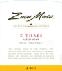 Zaca Mesa Z Three Red Wine 2011 Front Label