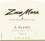 Zaca Mesa Z Blanc White 2012 Front Label
