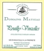 Domaine Mathias Pouilly-Vinzelles 2013 Front Label