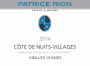 Patrice Rion Cote de Nuits-Villages Vieilles Vignes 2014 Front Label