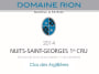 Patrice Rion Nuits-Saint-Georges Clos des Argillieres Premier Cru 2014 Front Label