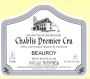 Domaine Mosnier Chablis Beauroy Premier Cru 2011 Front Label