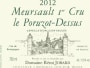 Domaine Remi Jobard Meursault Le Poruzot-Dessus Premier Cru 2012 Front Label