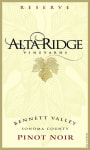 Alta Ridge Vineyards Pinot Noir 2012 Front Label