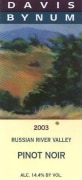 Davis Bynum Russian River Pinot Noir 2003  Front Label