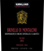 Kirkland Signature Brunello di Montalcino 2012 Front Label