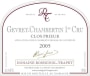 Domaine Rossignol-Trapet Gevrey-Chambertin Clos Prieur Premier Cru 2005 Front Label