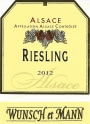 Domaine Wunsch et Mann Alsace Riesling 2012 Front Label