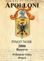 Apolloni Vineyards Estate Reserve Pinot Noir 2006 Front Label