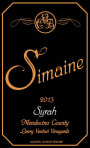 Simaine Cellars Larry Venturi Syrah 2013  Front Label
