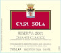 Fattoria Casa Sola Chianti Classico Riserva 2009 Front Label