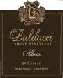 Baldacci Family Vineyards Allwin Syrah 2013 Front Label