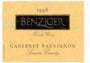 Benziger Sonoma County Cabernet Sauvignon 1997 Front Label