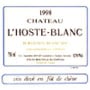 Chateau L'Hoste-Blanc Bordeaux Blanc Sec 1998 Front Label