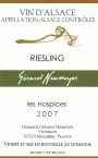 Gerard Neumeyer Les Hospices Riesling 2007 Front Label