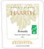 Haarth Wines Organic Bonarda 2012 Front Label