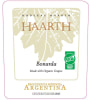 Haarth Wines Organic Bonarda 2014 Front Label