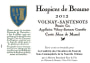 Hospices Civiles de Beaune Volnay Santenots Cuvee Jehan de Massol Premier Cru 2012 Front Label