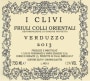 I Clivi Colli Orientali del Friuli Friulano Verduzzo 2013 Front Label