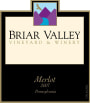 Briar Valley Vineyards & Winery Merlot 2007 Front Label