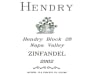Hendry Block 28 Zinfandel 2002 Front Label