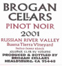 Brogan Cellars Buena Tierra Vineyard Helio Doro Block Pinot Noir 2001 Front Label