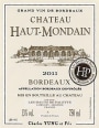Les Hauts de Palette Chateau Haut-Mondain 2011 Front Label