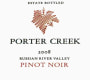 Porter Creek Russian River Valley Estate Pinot Noir 2008 Front Label
