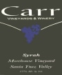 Carr Vineyards & Winery Morehouse Vineyard Syrah 2009 Front Label
