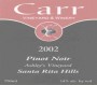 Carr Vineyards & Winery Ashley's Vineyard Pinot Noir 2002 Front Label