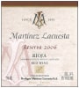 Martinez Lacuesta Reserva 2006 Front Label