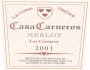 Casa Carneros Las Lomas Vineyard Merlot 2001 Front Label