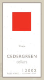 Cedergreen Cellars Thuja 2002 Front Label