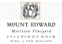 Mount Edward Morrison Vineyard Pinot Noir 2012 Front Label