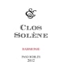 Clos Solene Harmonie Red 2012 Front Label